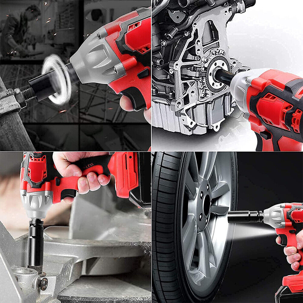 520Nm 1/2" Impact Wrench Driver Cordless Electric 18V Li-Ion Battery Rattle Gun