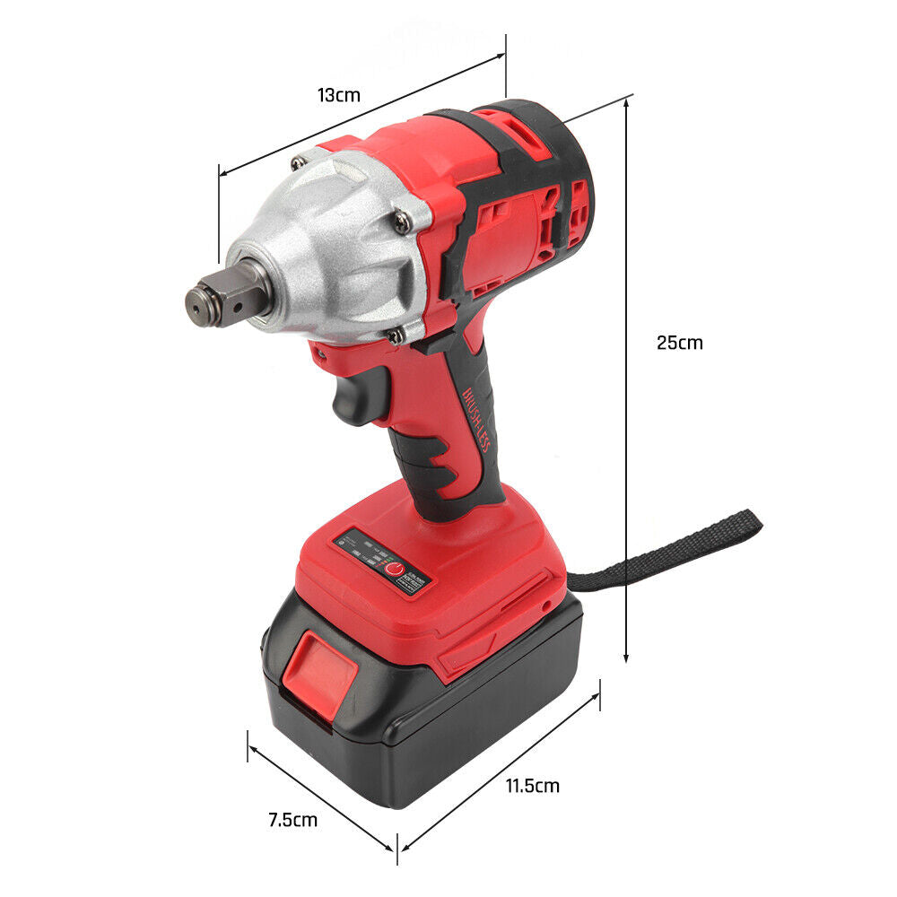 520Nm 1/2" Impact Wrench Driver Cordless Electric 18V Li-Ion Battery Rattle Gun