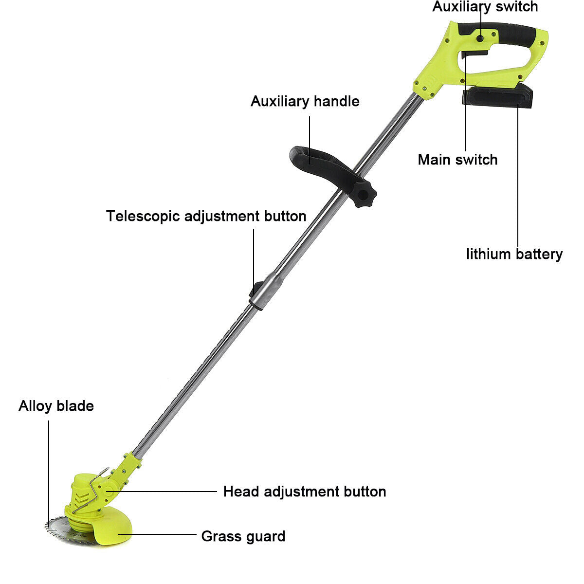 1800W Cordless Lawn Weed Cutter Grass Trimmer Electric Mower Pruning +2 Batteries