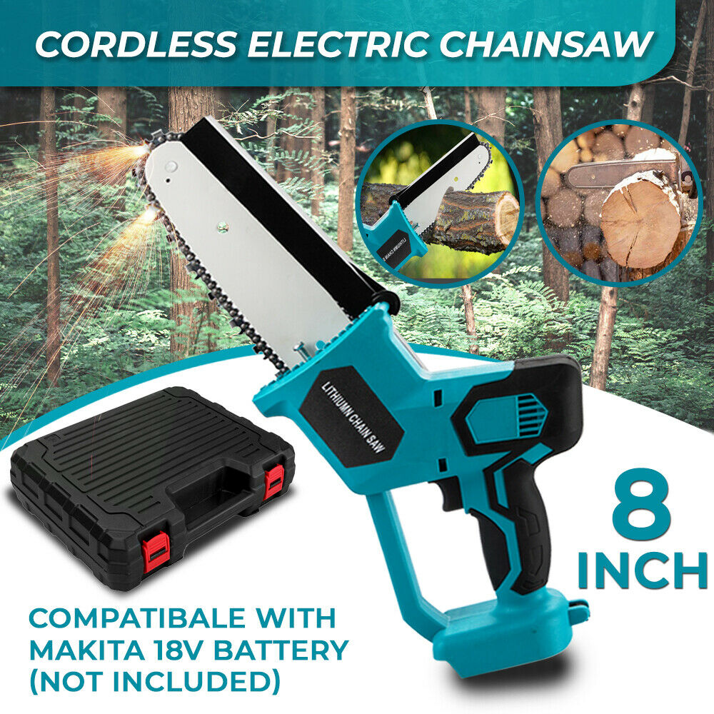 8'' Cordless Electric Chainsaw Wood Cutting Saw Cutter For Makita 18V Battery