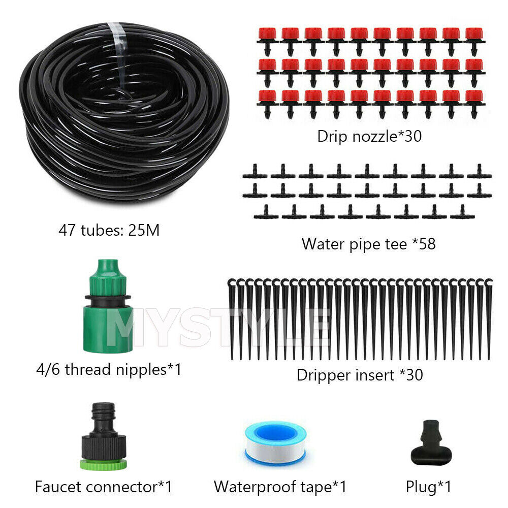 25M Garden DIY Hose irrigation System Micro Watering Drip Auto Planting Flower