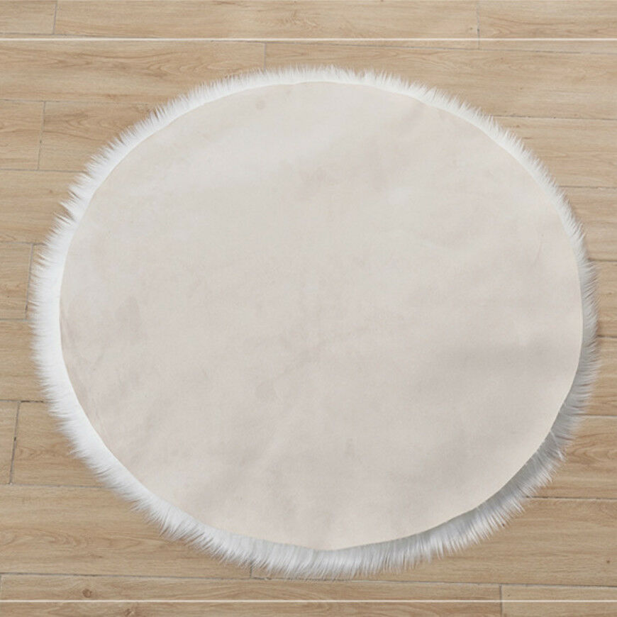 Round Fluffy Rug Shaggy Floor Mat Soft Faux Fur Home Room Bedroom Plush Carpet