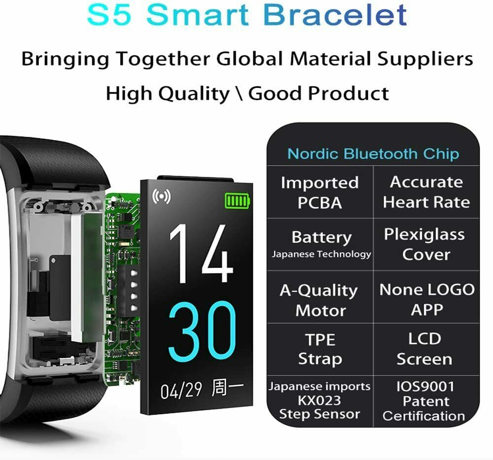 Bluetooth Smart Bracelet Fitbit Style Heart Rate Monitor Watch Pedometer Tracker