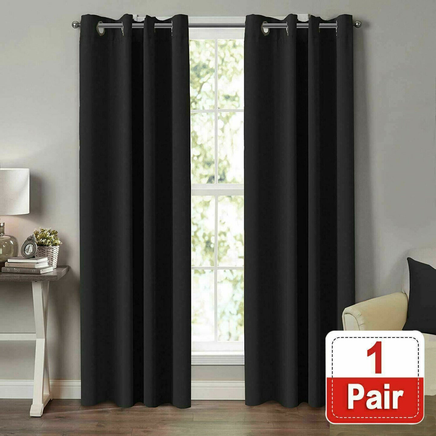 2X Blockout Curtains Blackout Window Curtain Draperies Pair Eyelet for Bedroom