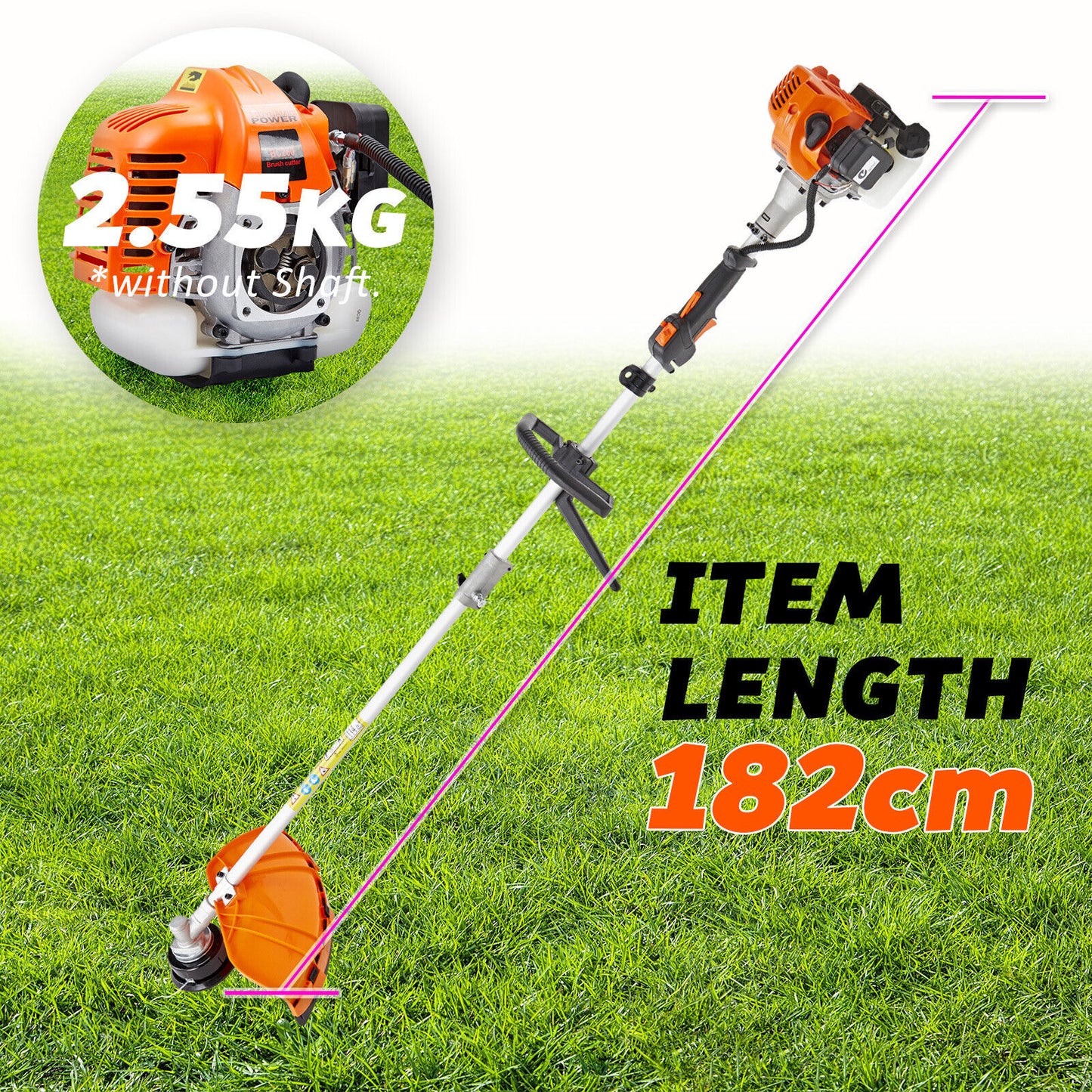 26cc Pole Brush Cutter Trimmer Line Whipper Snipper Tree Pruner Multi Garden