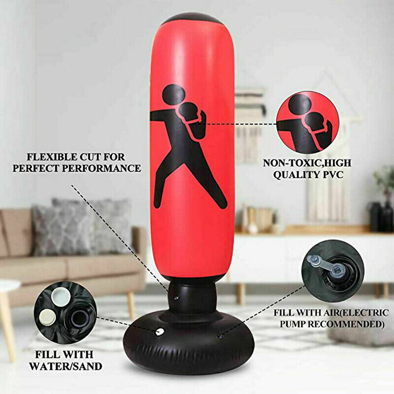 1.6m Kids Adult Inflatable Boxing Punching Bag Kick Training Tumbler Sandbag AU