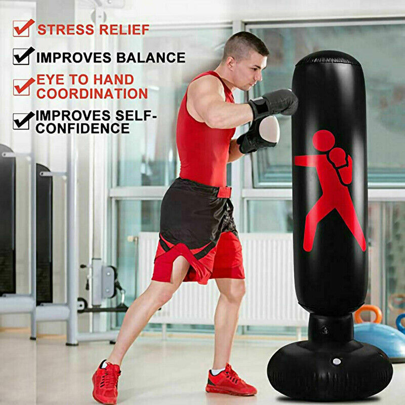 1.6m Kids Adult Inflatable Boxing Punching Bag Kick Training Tumbler Sandbag AU