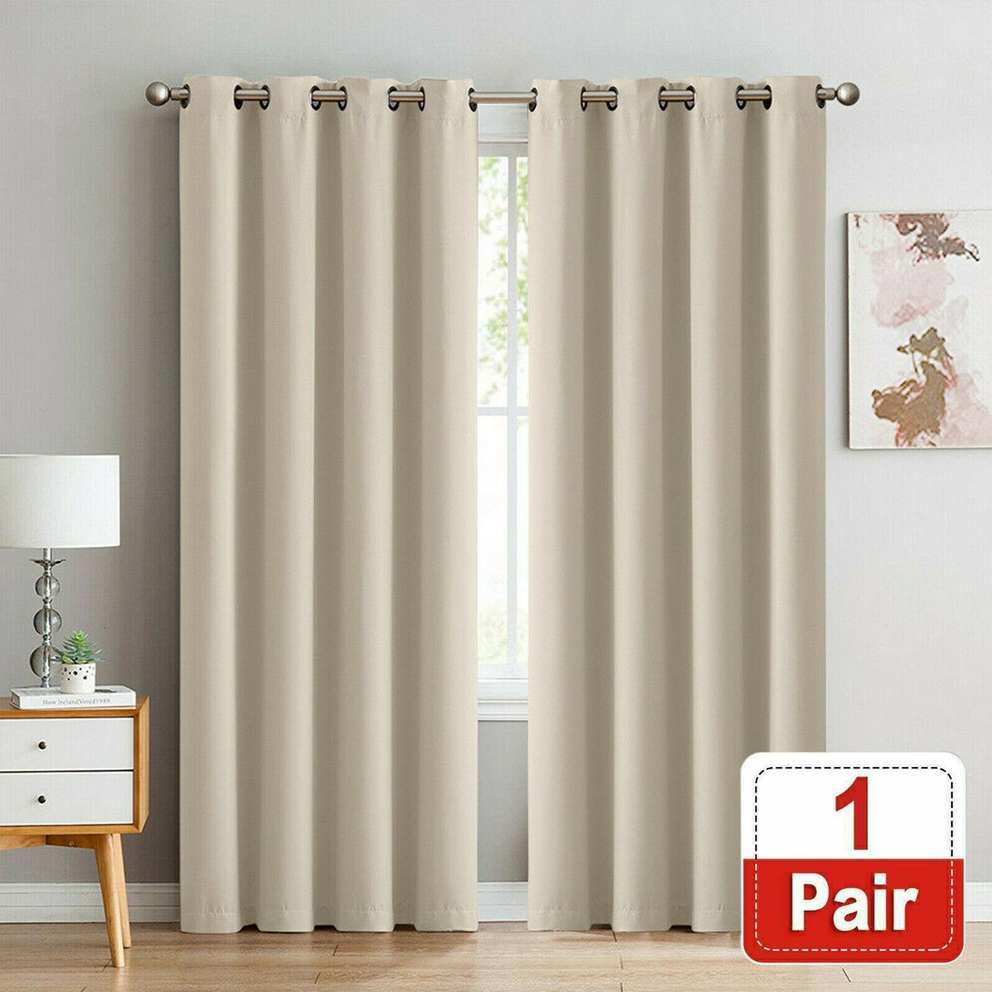 2X Blockout Curtains Blackout Window Curtain Draperies Pair Eyelet for Bedroom