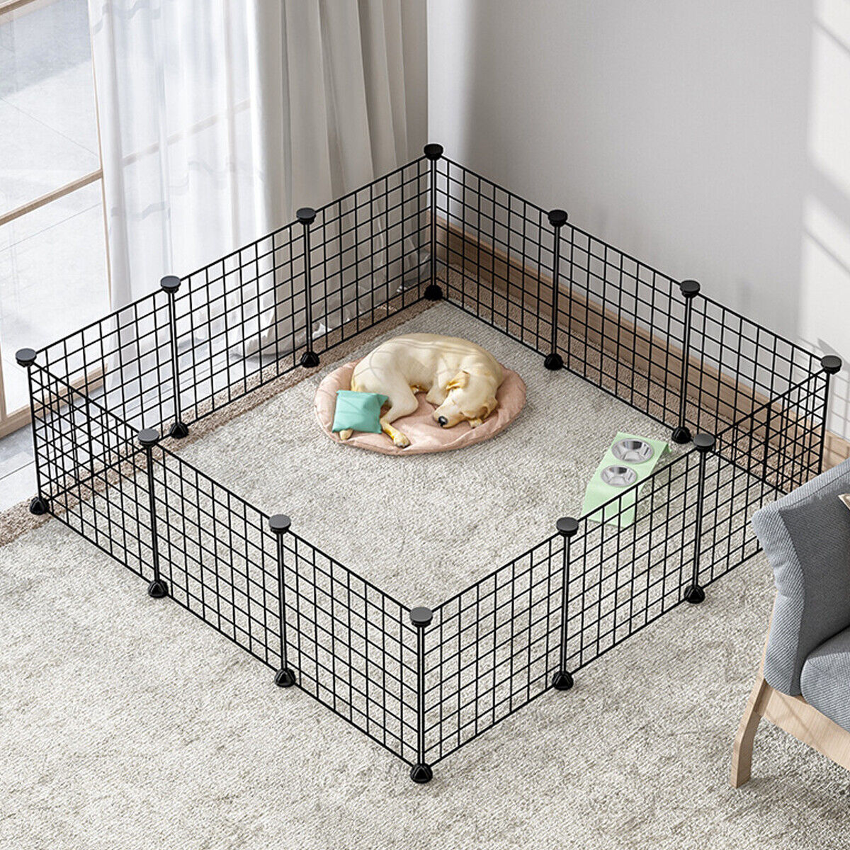 10/12/16PCS Pet Dog Playpen DIY Metal Cage Fence Foldable Enclosure Play Pen AU