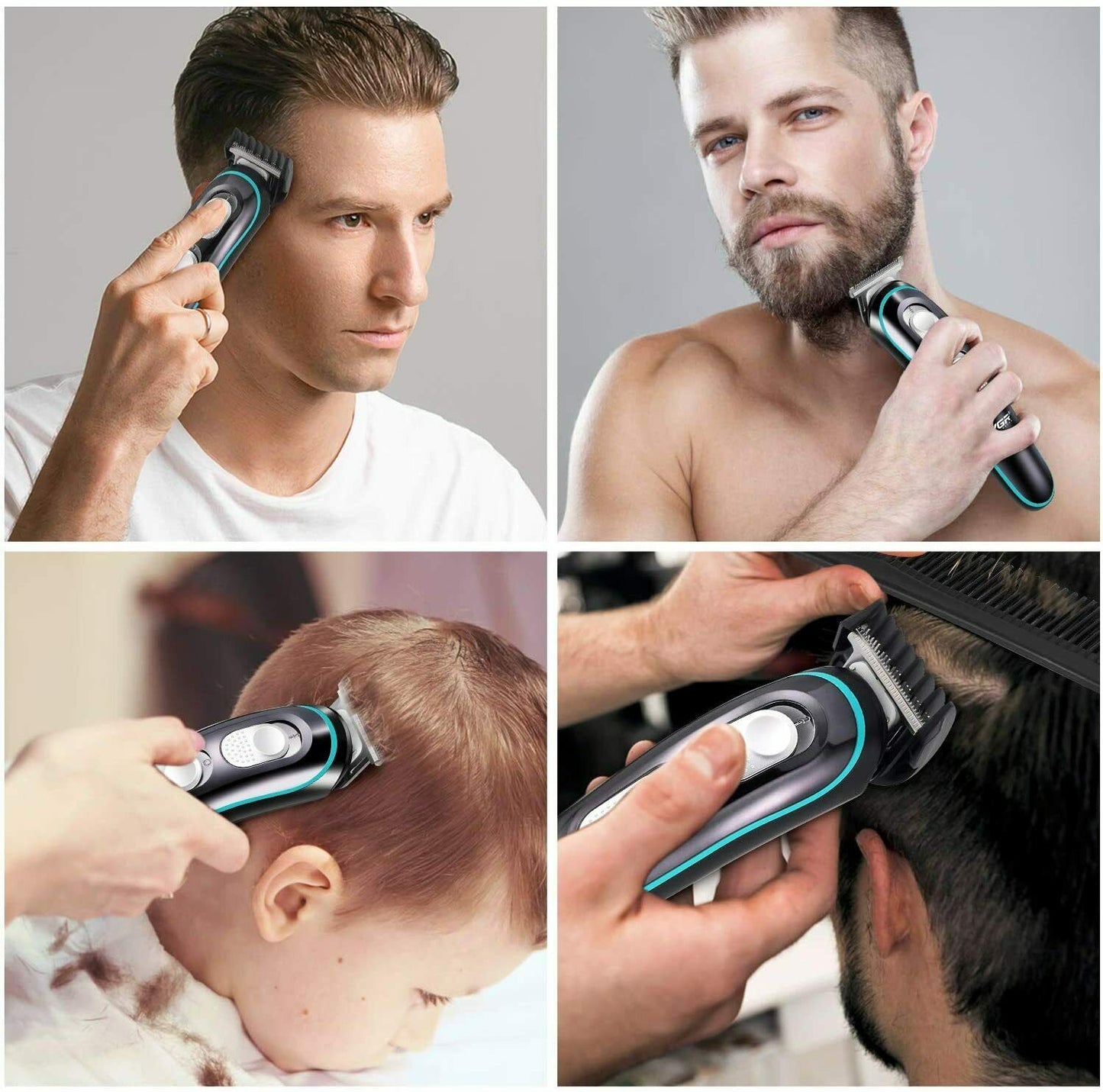 VGR Men's USB Electric Hair Clippers Trimmer Beard Shaver Cordless Groomer Kit