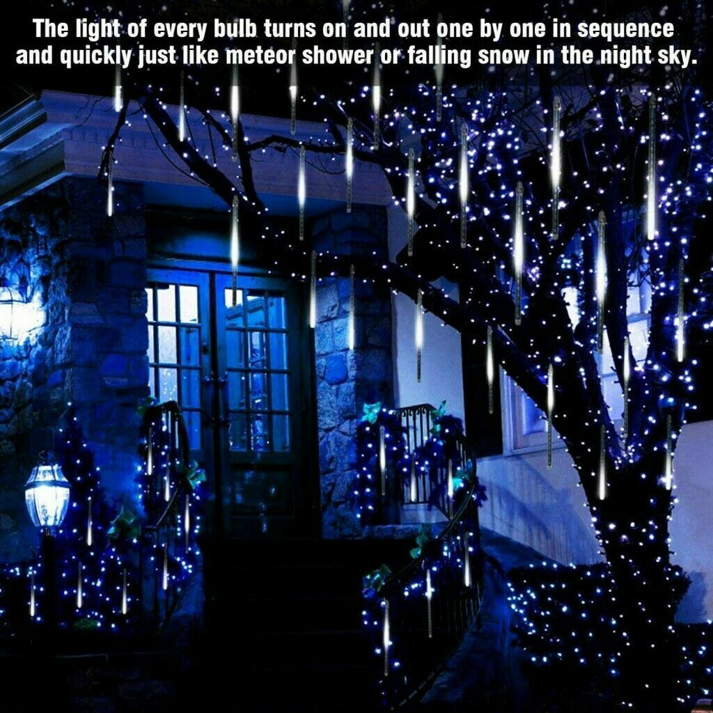 288LED Solar String Light Meteor Shower Rain Tree Flowing Lighting XMAS Party AU