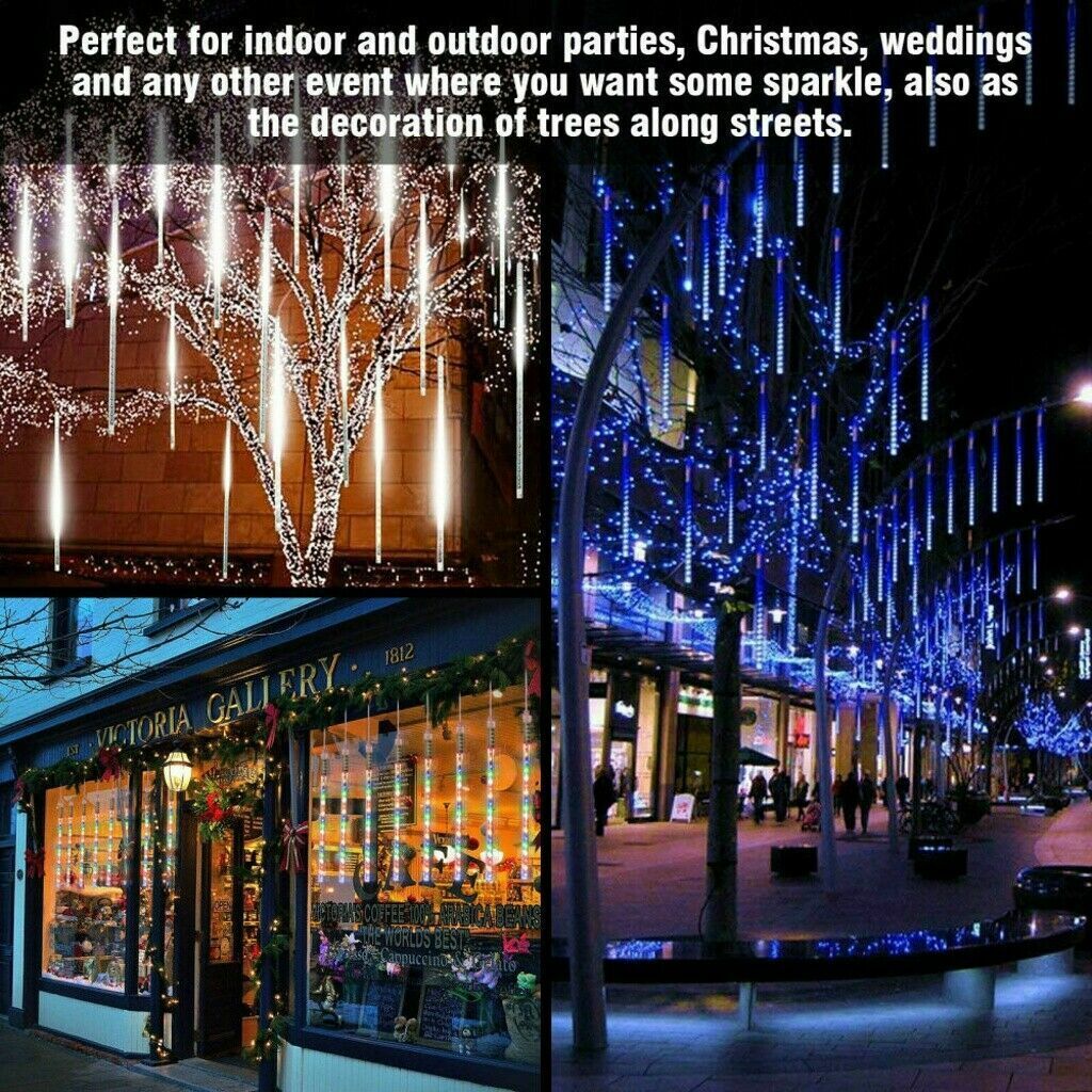 288LED Solar String Light Meteor Shower Rain Tree Flowing Lighting XMAS Party AU