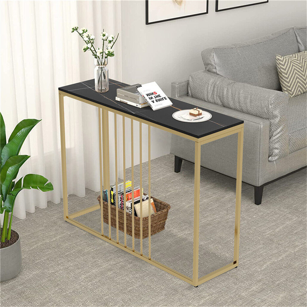 Modern Marble Slim Narrow Console Table Hall Entrance Window Table Metal Frame