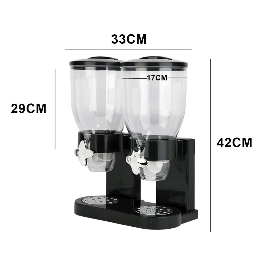 Kitchen Double Cereal Dispensers Dry Food Storage Container Box Dispense Machine