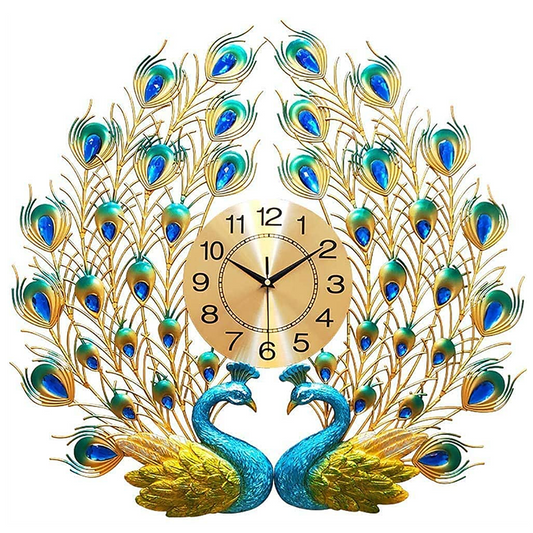 3D Peacock Wall Clock Quartz Creative Personality Modern Art Living Room Decor