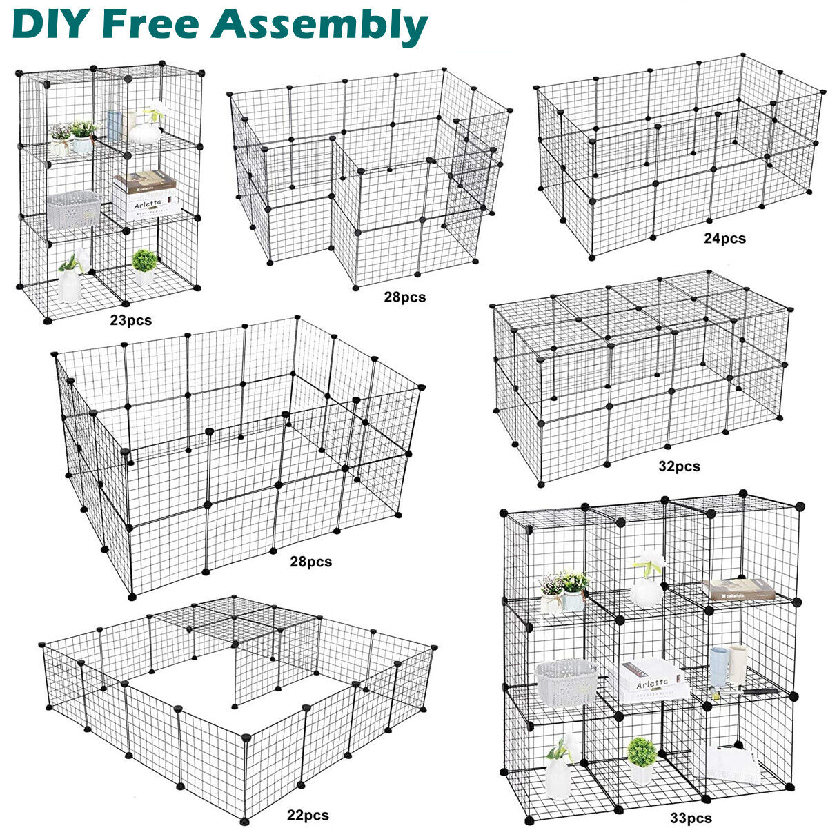 10/12/16PCS Pet Dog Playpen DIY Metal Cage Fence Foldable Enclosure Play Pen AU