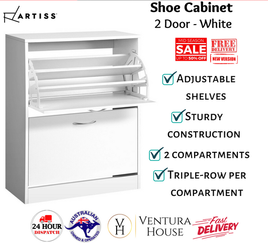 Artiss Shoe Cabinet Shoes Storage Rack 24 Pairs Wooden Organiser Shelf Cupboard