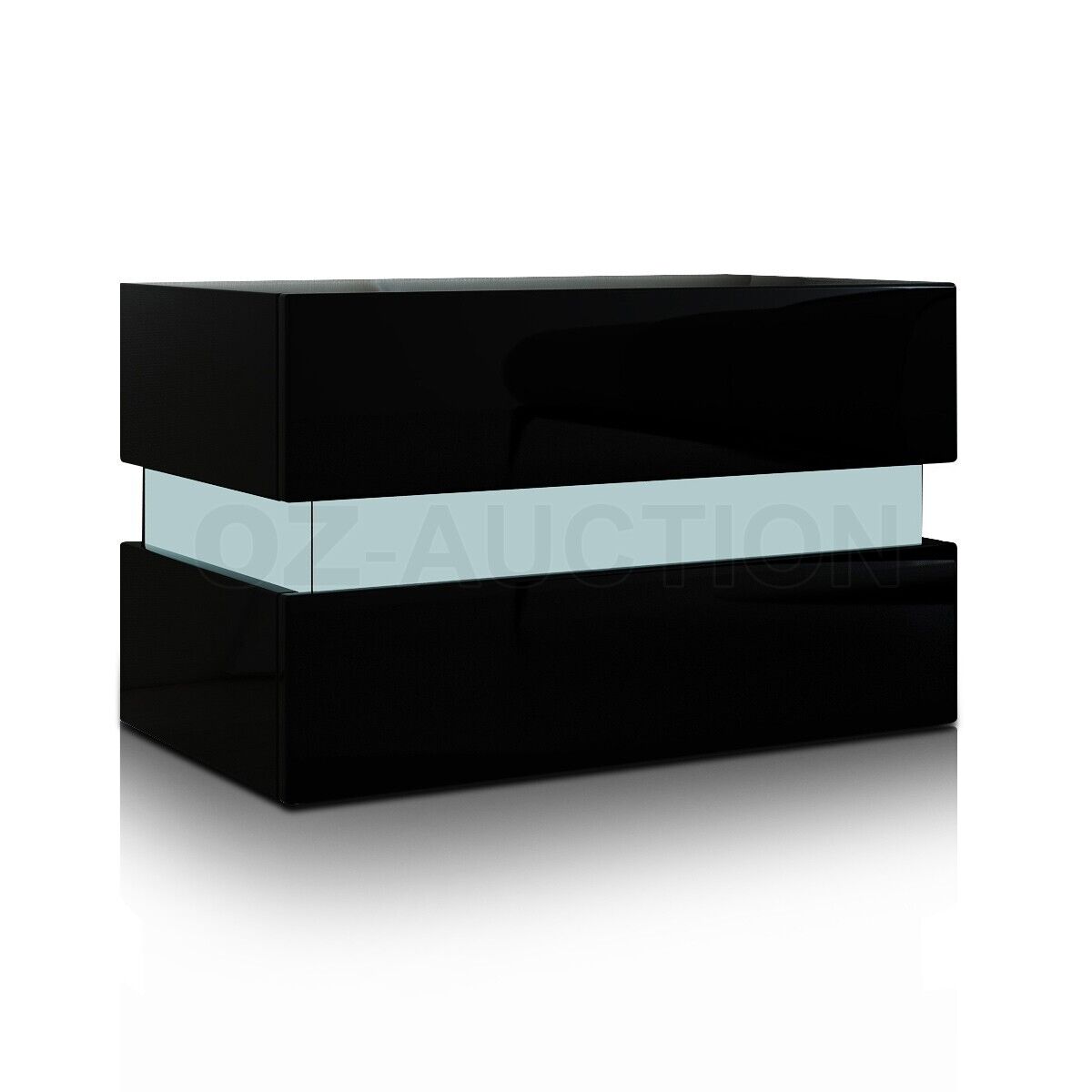 Bedside Table 2-Drawer Side Nightstand High Gloss Bedroom Cabinet BK w/RGB LED