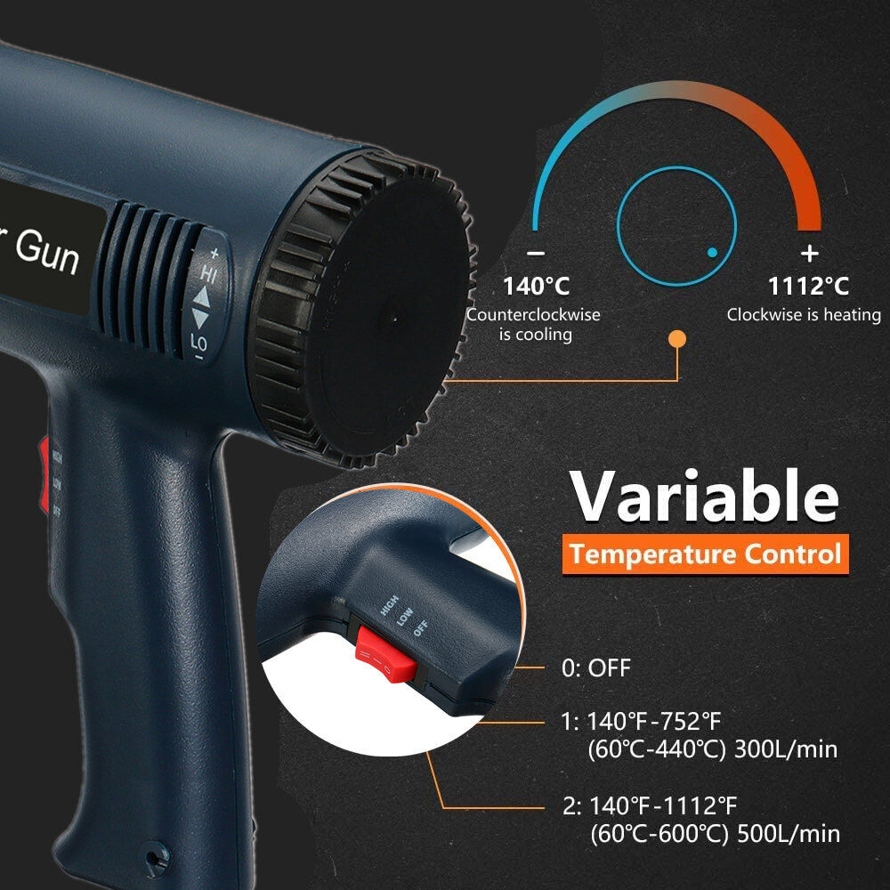 Digital Electric Heat Gun Hot Air Heating Temperature Adjustable Tool 2000W