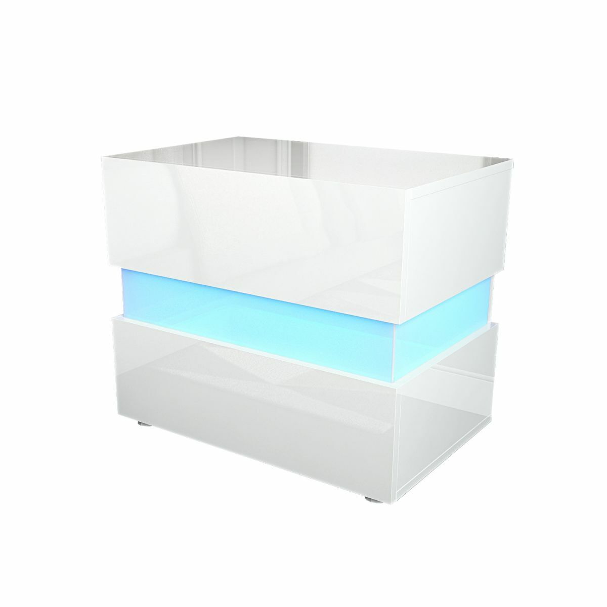 Bedside Tables Drawers RGB LED High Gloss Nightstand Side Table White Cabinet