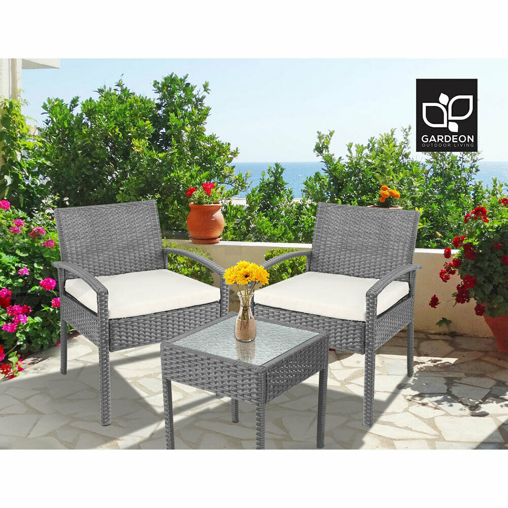 Gardeon 3 Piece Wicker Outdoor Lounge Setting Patio Furniture Rattan Set Garden