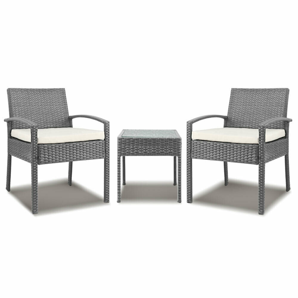 Gardeon 3 Piece Wicker Outdoor Lounge Setting Patio Furniture Rattan Set Garden