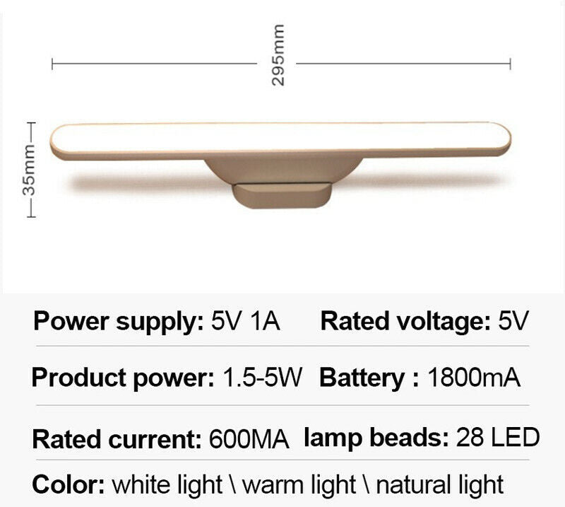 Magnetic Reading Desk Lamp Stepless Dimming Hanging Study LED Table Night Light