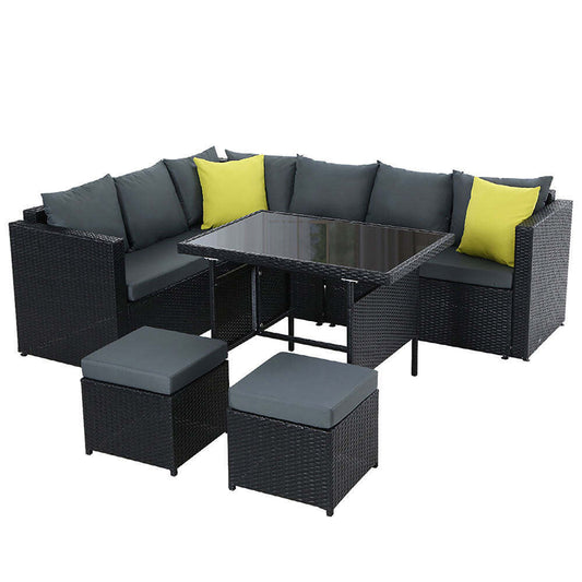 Gardeon Outdoor Furniture Patio Set Dining Sofa Table Chair Lounge Wicker Garden