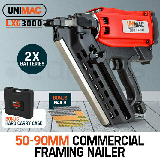 UNIMAC Cordless Framing Nailer 34 Degree Gas Nail Gun Portable