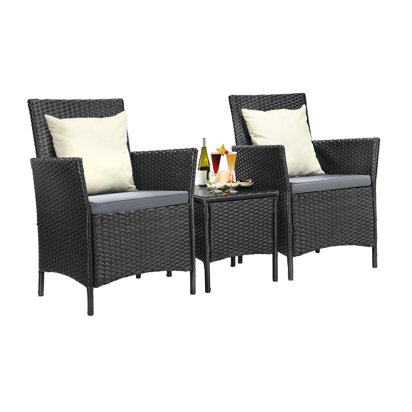 Livsip Outdoor Furniture Lounge Setting Sofa Wicker Chair Table Garden Patio Set