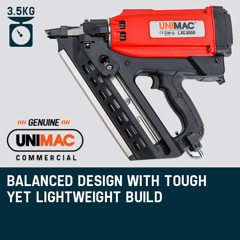 UNIMAC Cordless Framing Nailer 34 Degree Gas Nail Gun Portable