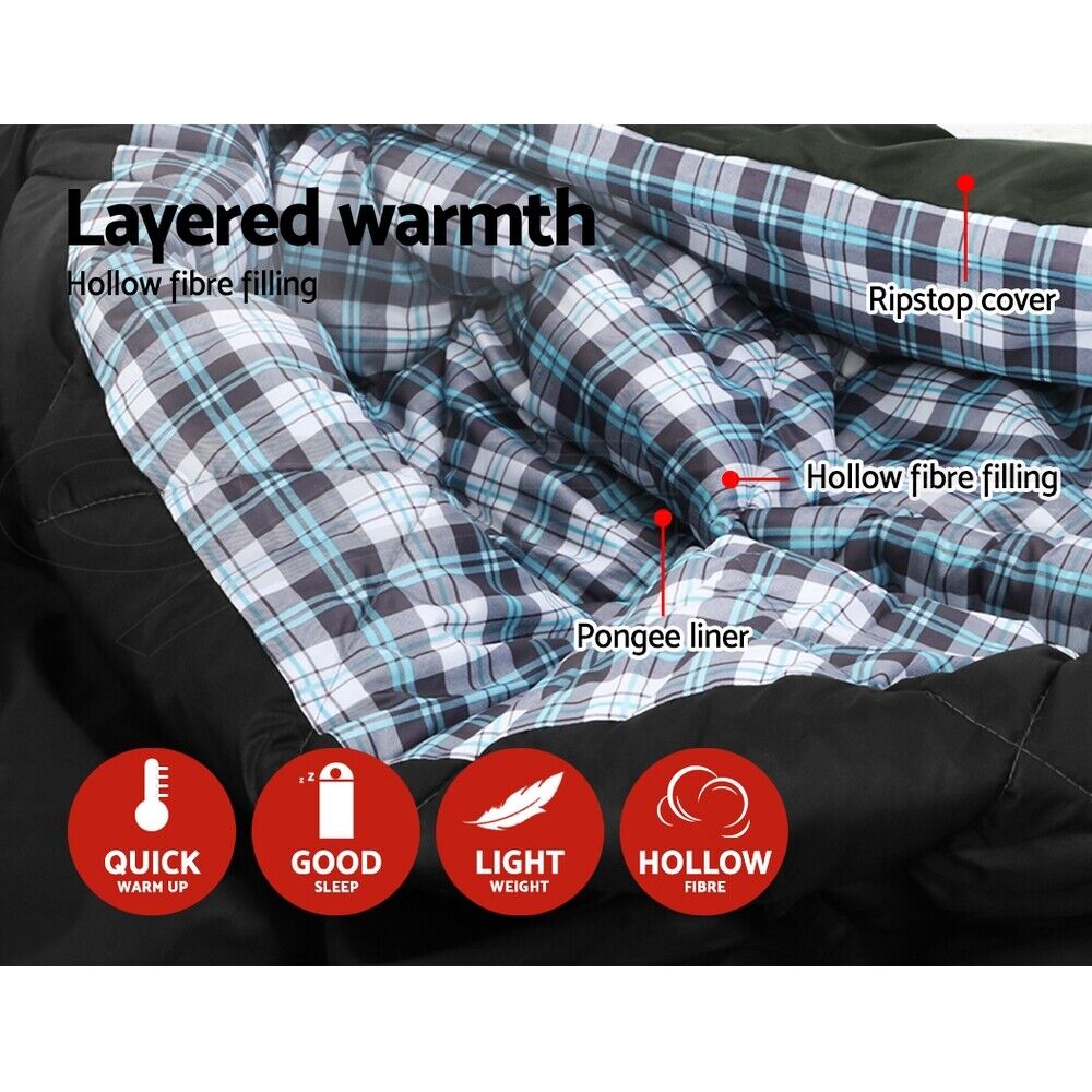 Weisshorn Sleeping Bag Bags Double Camping Hiking -10°C Tent Winter Thermal