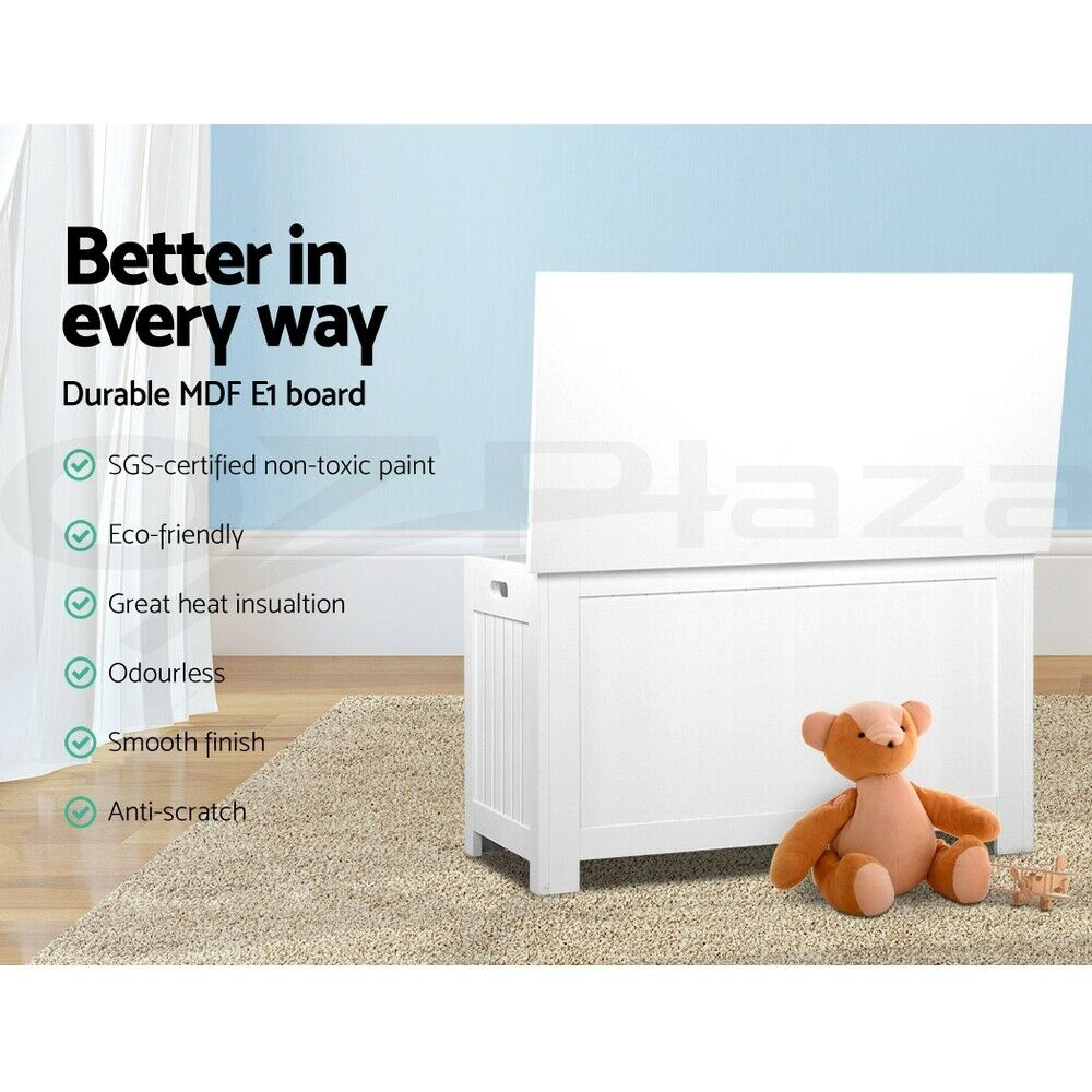 Keezi Kids Toy Box Chest Storage Blanket White Children Clothes Room Organiser