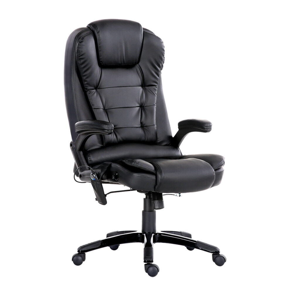 Artiss Massage Gaming Office Chair 8 Point Heated Chairs Computer Seat Black