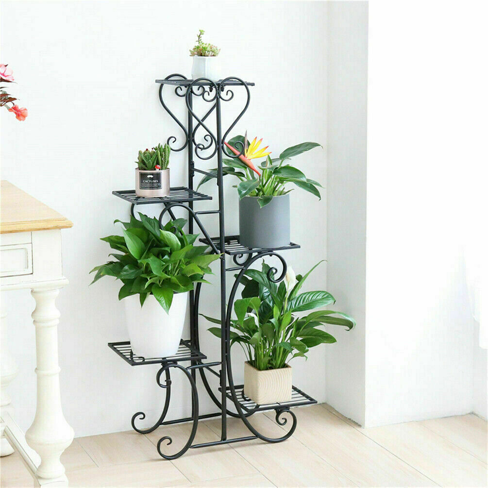 5 Tier Outdoor Metal Plant Stand Flower Planter Garden Display Holder Rack Shelf