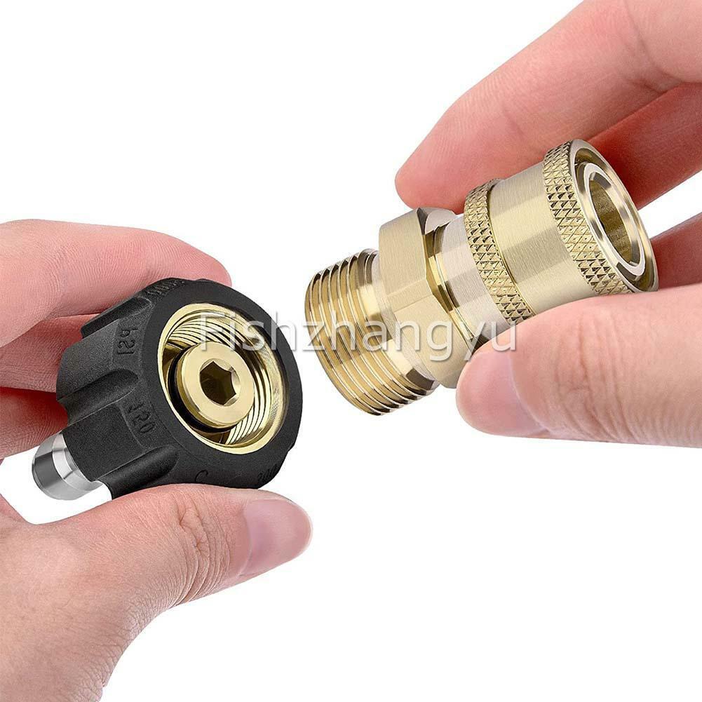 1/4" M22 High Brass Pressure Washer Adapter Set Swivel Quick Connect Kit Outdoor