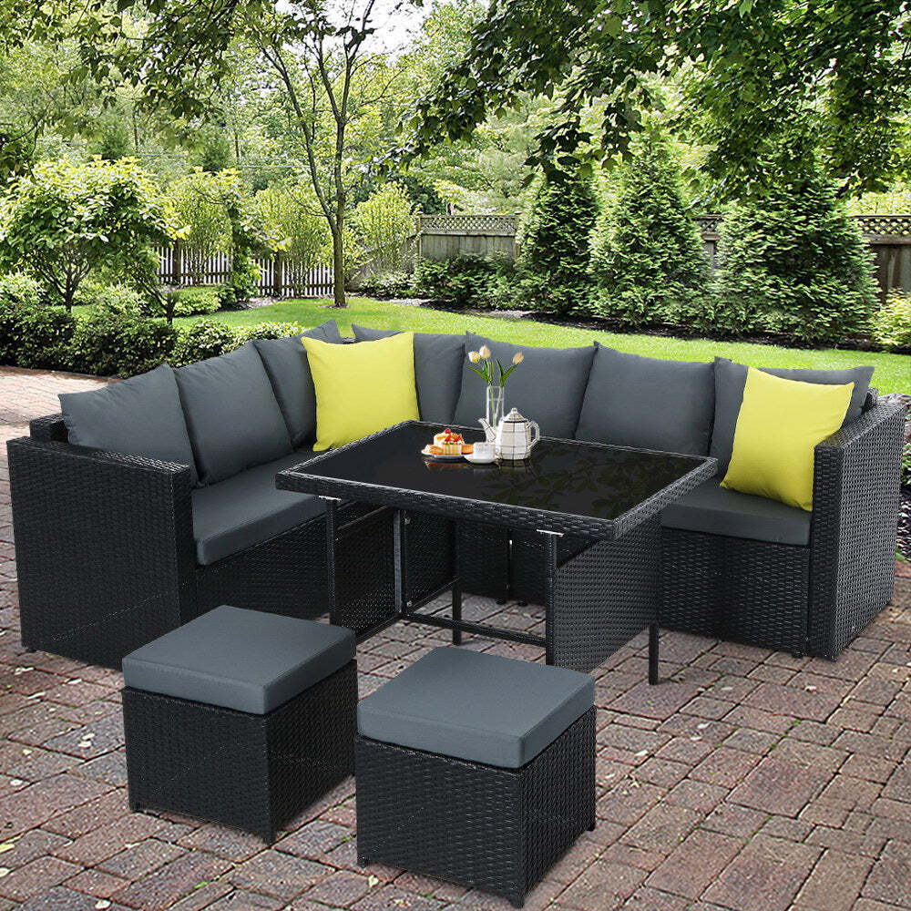 Gardeon Outdoor Furniture Patio Set Dining Sofa Table Chair Lounge Wicker Garden