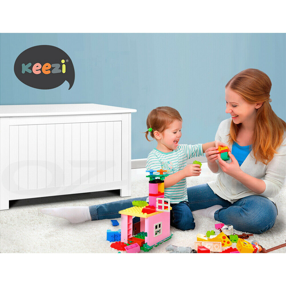 Keezi Kids Toy Box Chest Storage Blanket White Children Clothes Room Organiser