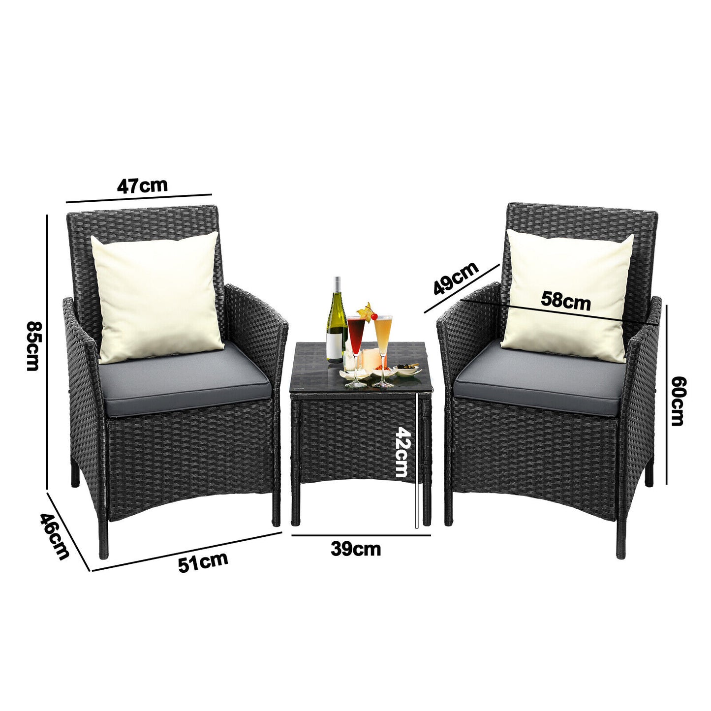 Livsip Outdoor Furniture Lounge Setting Sofa Wicker Chair Table Garden Patio Set