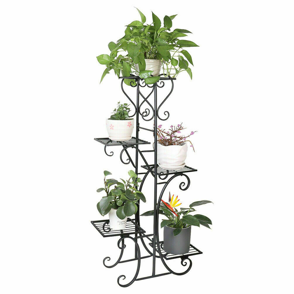 5 Tier Outdoor Metal Plant Stand Flower Planter Garden Display Holder Rack Shelf