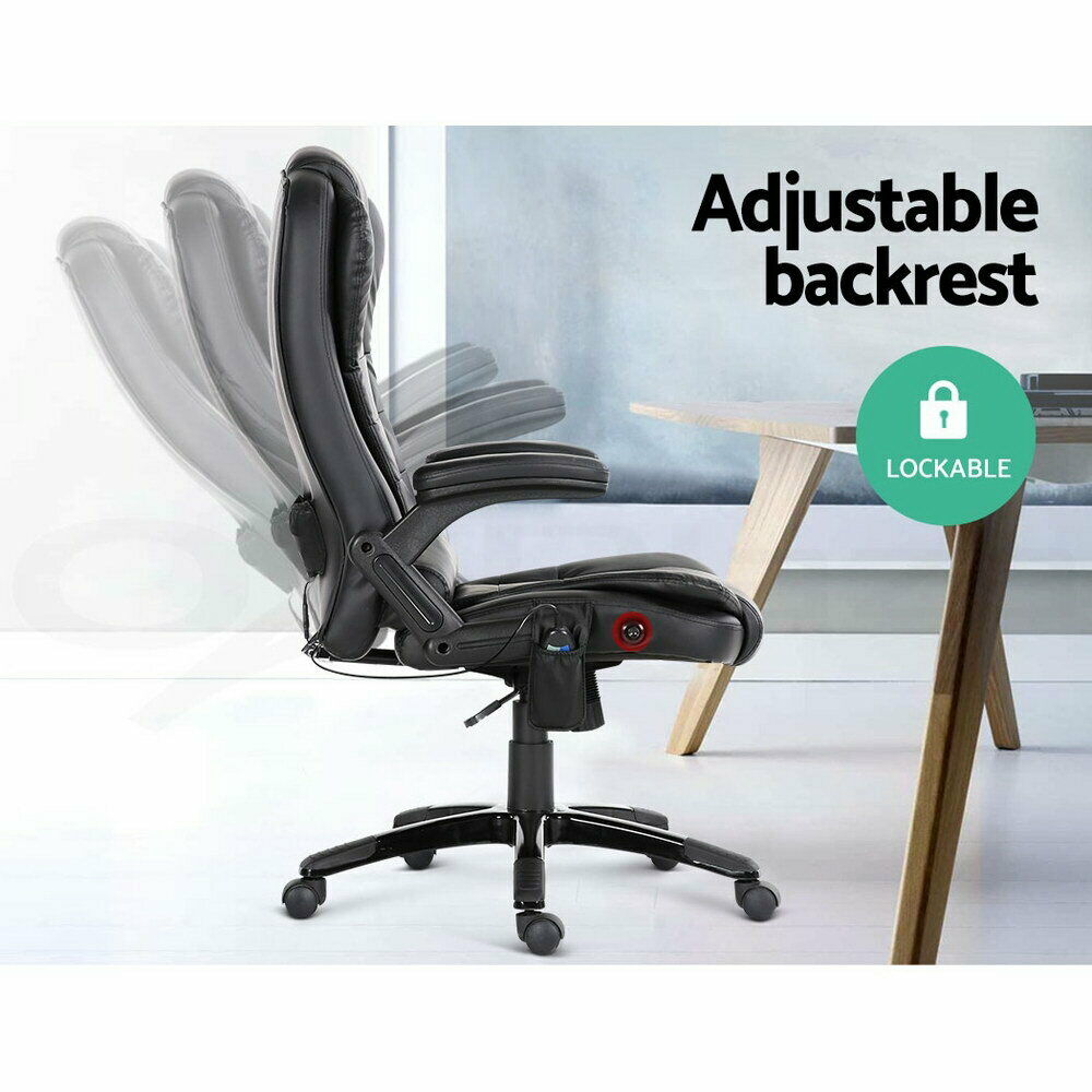 Artiss Massage Gaming Office Chair 8 Point Heated Chairs Computer Seat Black