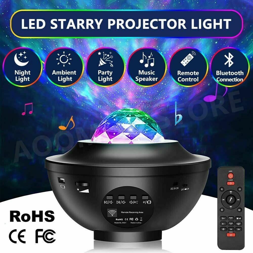 LED Galaxy Starry Night Light Projector Ocean Star Sky Party Baby Kids Room Lamp