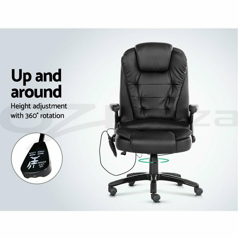 Artiss Massage Gaming Office Chair 8 Point Heated Chairs Computer Seat Black