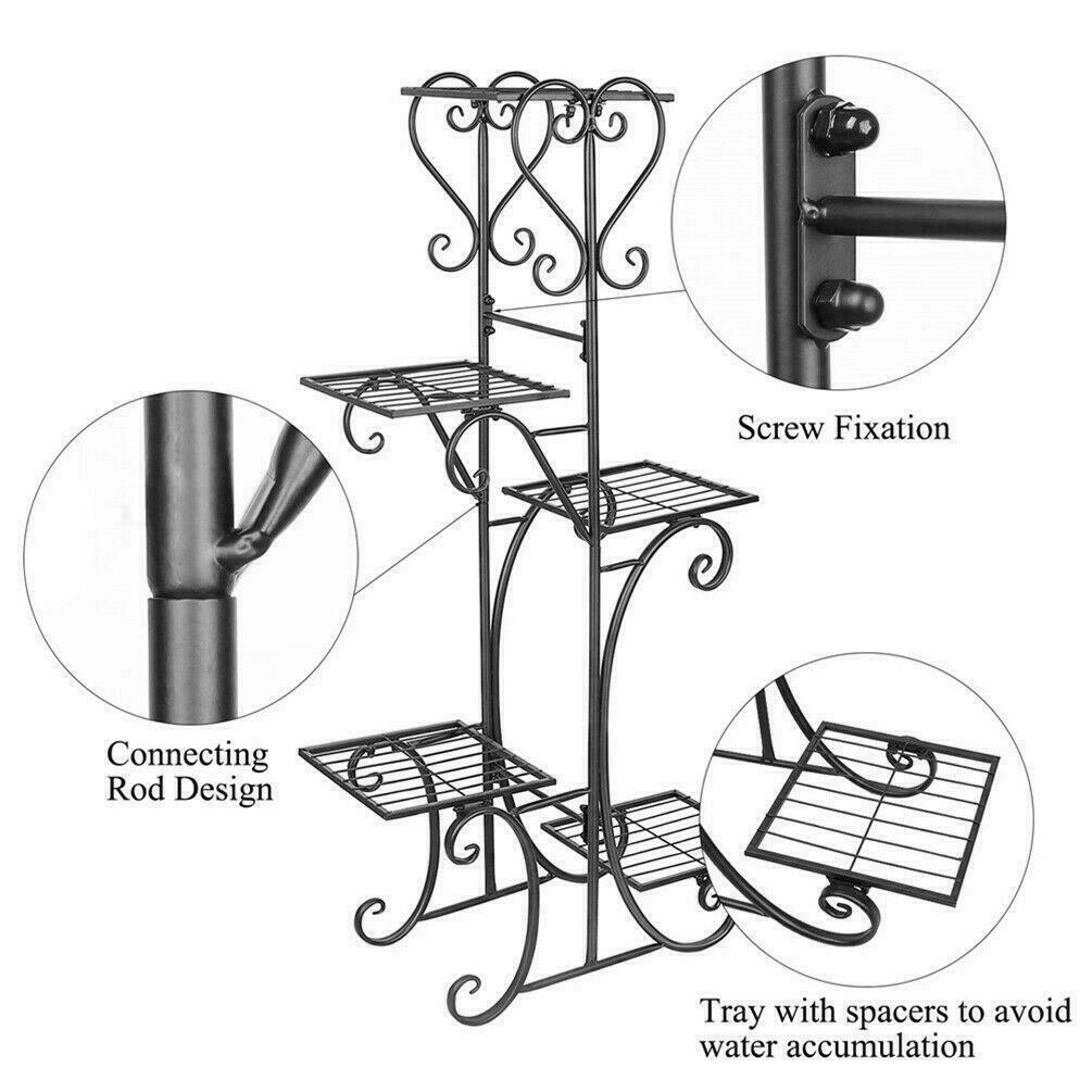 5 Tier Outdoor Metal Plant Stand Flower Planter Garden Display Holder Rack Shelf