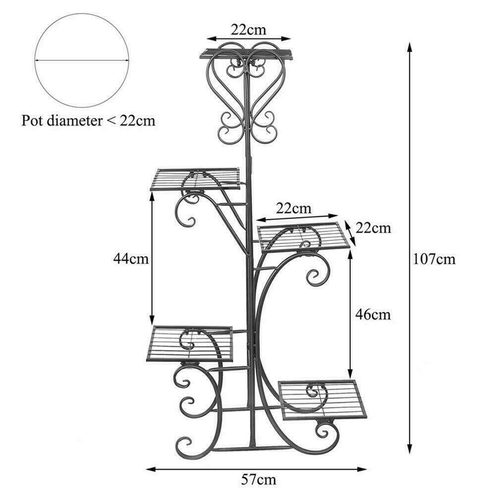 5 Tier Outdoor Metal Plant Stand Flower Planter Garden Display Holder Rack Shelf