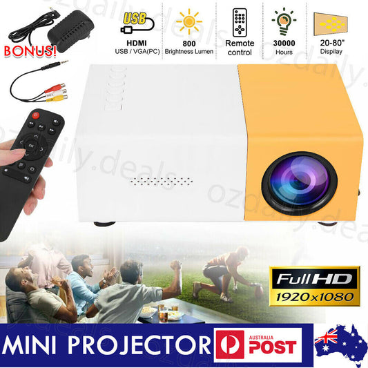 Mini Pocket LED Home Office Cinema Projector HD 1080P Portable HDMI USB For Gift