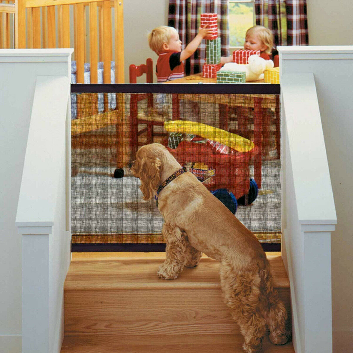 Dog Pet Mesh Magic Gate Pets Barrier Baby Kid Safety Fence Portable Indoor Guard