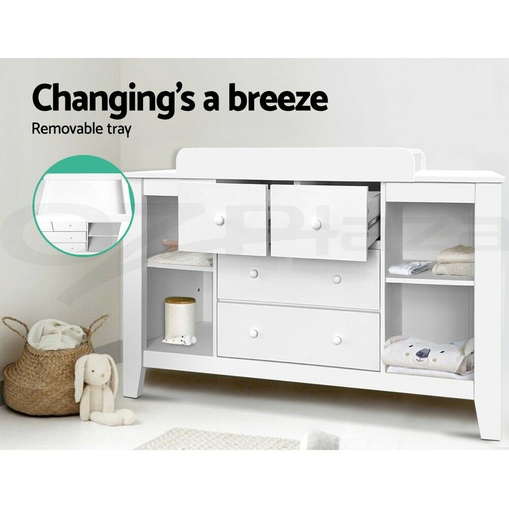 Keezi Baby Change Table Drawers Chest Home Cabinet Changer Nursery Furniture