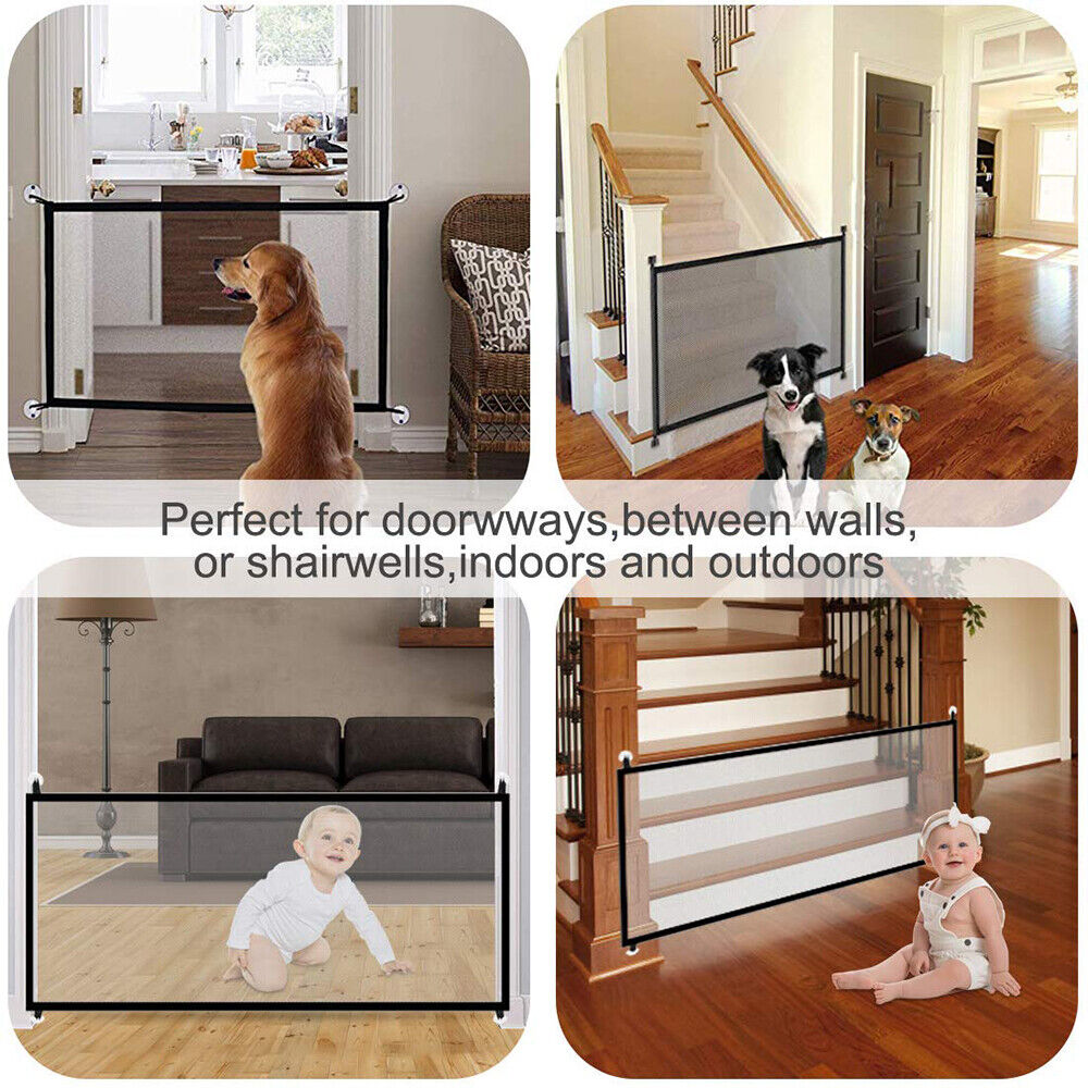 Dog Pet Mesh Magic Gate Pets Barrier Baby Kid Safety Fence Portable Indoor Guard