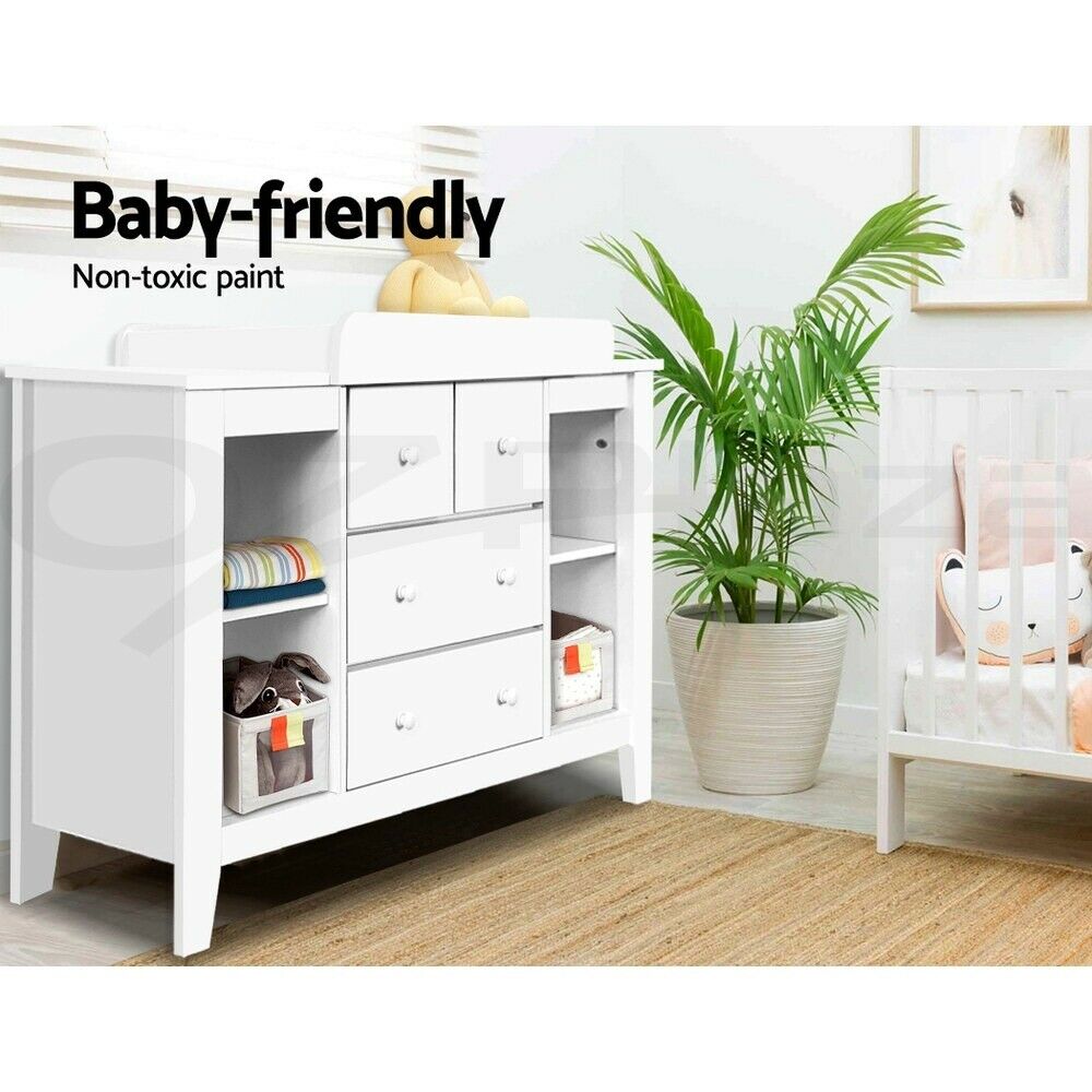 Keezi Baby Change Table Drawers Chest Home Cabinet Changer Nursery Furniture